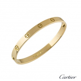 Cartier 18k Yellow Gold Love Bracelet Size 19 B&P B6035519